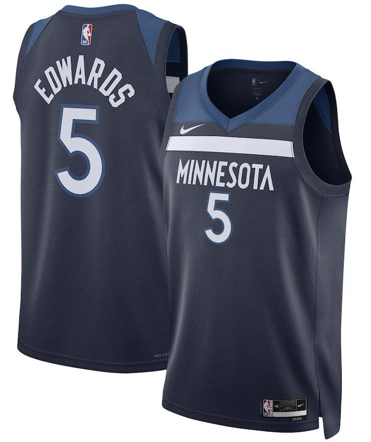 Minnesota Timberwolves Anthony Edwards Navy Jersey - Icon Edition