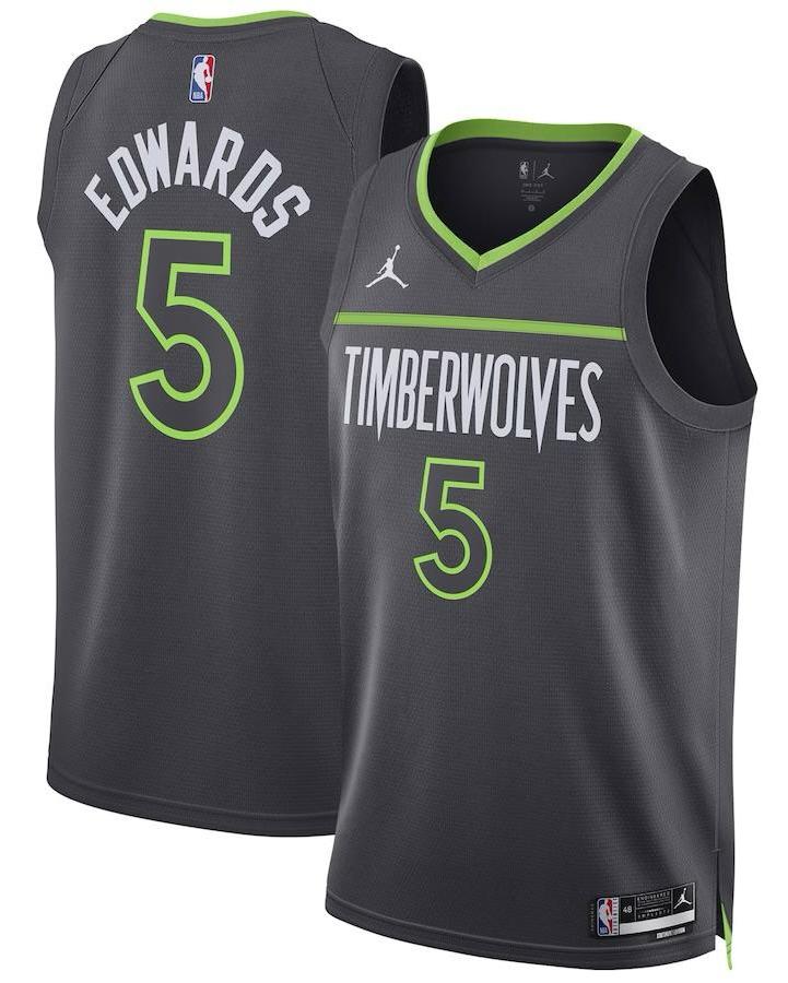 Minnesota Timberwolves Anthony Edwards Charcoal Jersey - Statement Edition