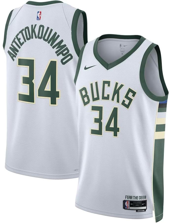 Milwaukee Bucks Giannis Antetokounmpo White Jersey - Association Edition