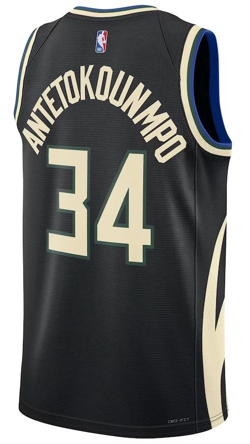 Milwaukee Bucks Giannis Antetokounmpo Black Jersey - Statement Edition