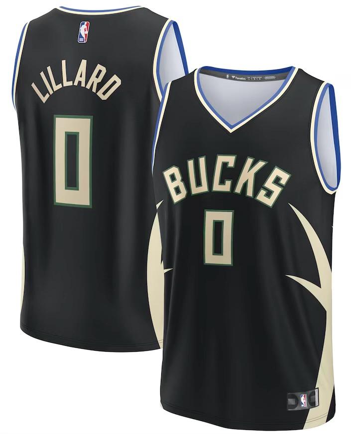 Milwaukee Bucks Damian Lillard Black Jersey - Statement Edition