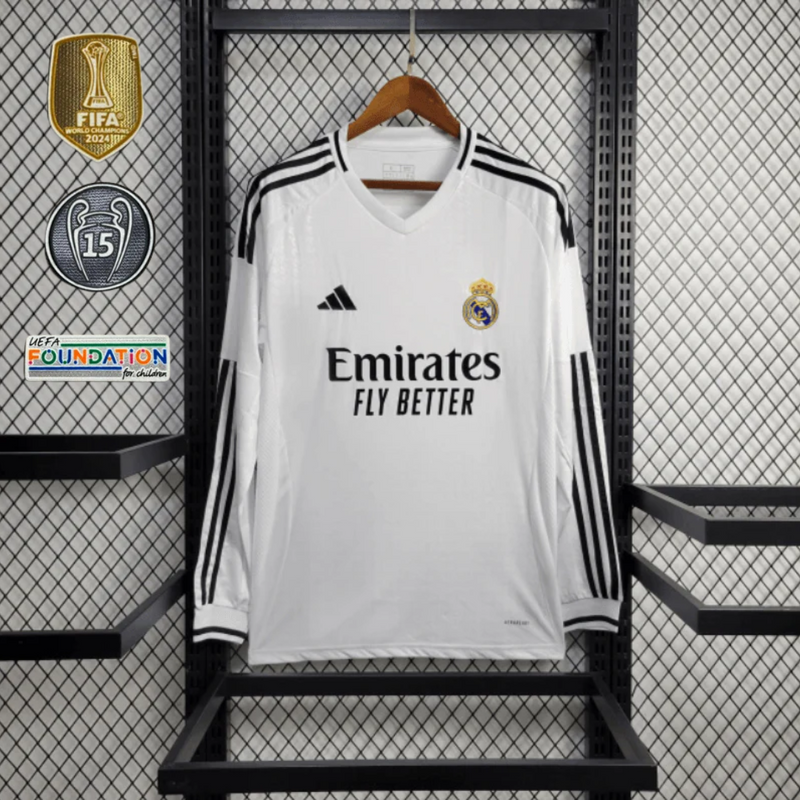 Camiseta Manga Larga Real Madrid 24/25 Con Patch UCL 15