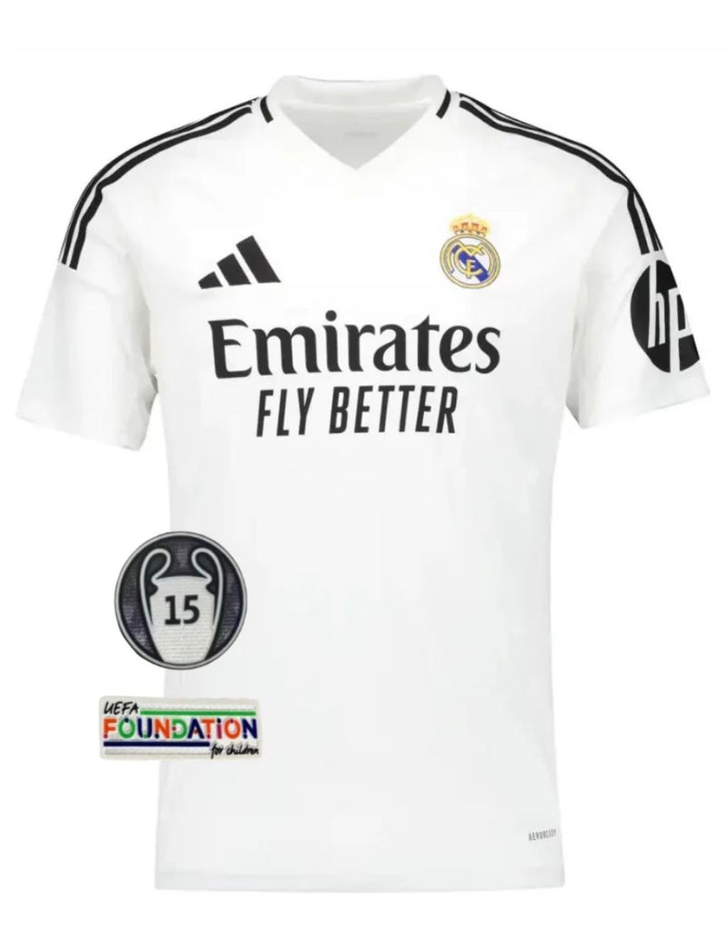 Camiseta Real Madrid Primeira Equipacion 24/25 - Con Patch UCL 15 - Jugador