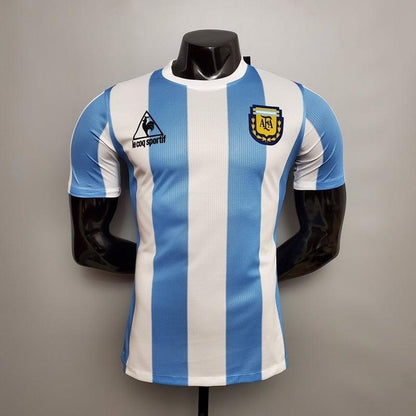 Camiseta Selección Argentina Retro 1986 - Azul/Blanco