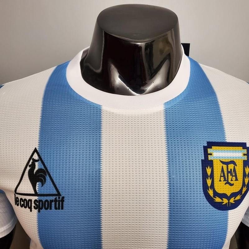 Camiseta Selección Argentina Retro 1986 - Azul/Blanco