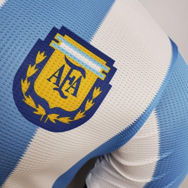 Camiseta Selección Argentina Retro 1986 - Azul/Blanco