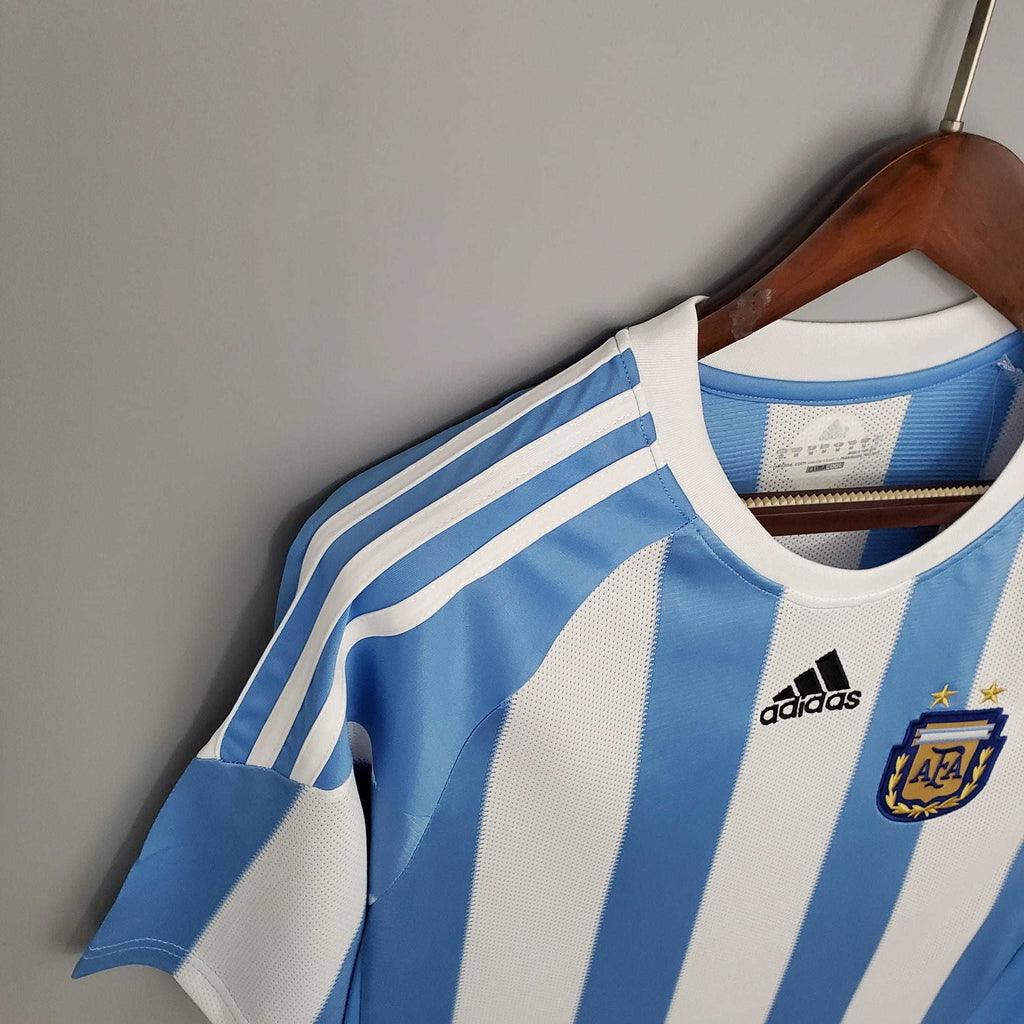 Camiseta Selección Argentina Retro 2010 - Azul/Blanco