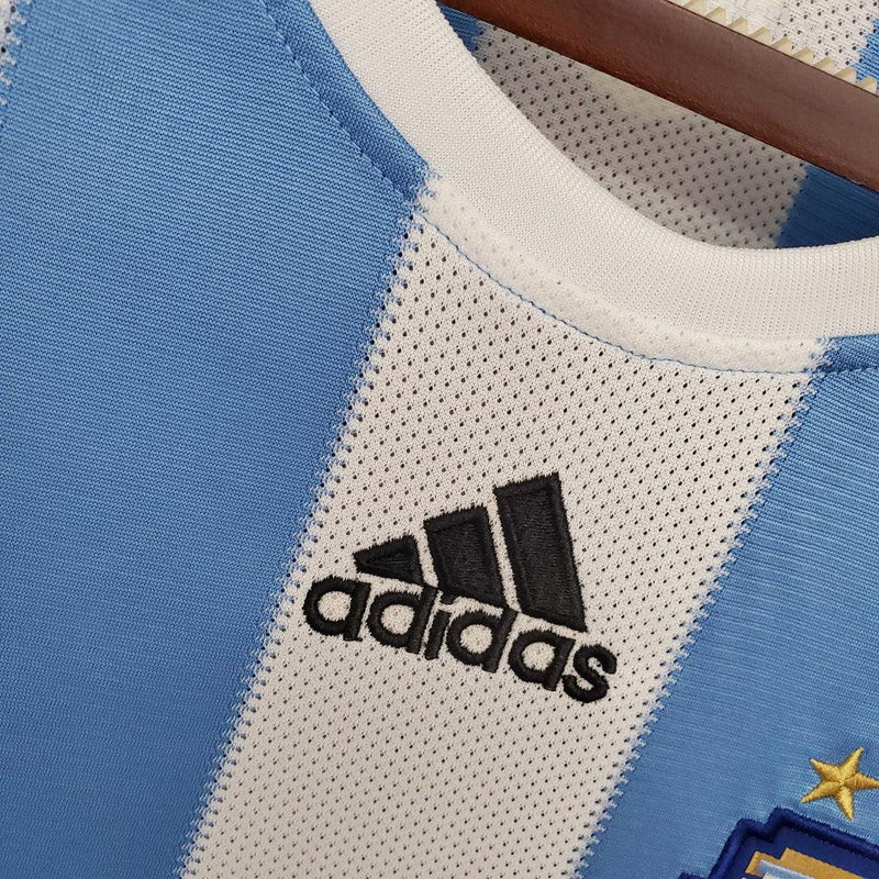 Camiseta Selección Argentina Retro 2010 - Azul/Blanco