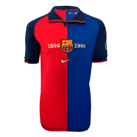 Camiseta Barcelona 100 Años Retro 1999 - Azul/Rojo