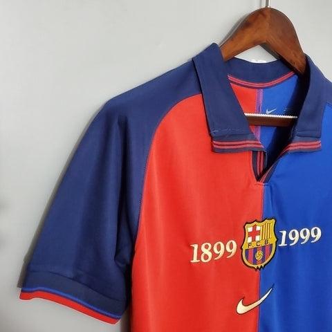 Camiseta Barcelona 100 Años Retro 1999 - Azul/Rojo