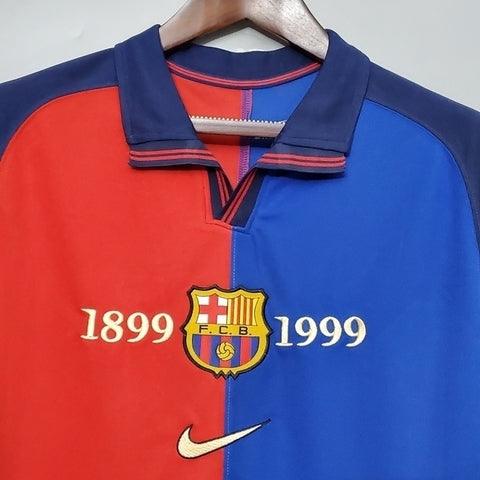 Camiseta Barcelona 100 Años Retro 1999 - Azul/Rojo