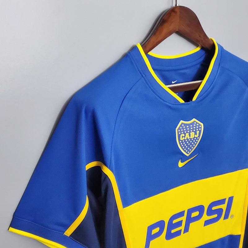 Camiseta Boca Juniors Retro 2002 - Azul/Amarillo