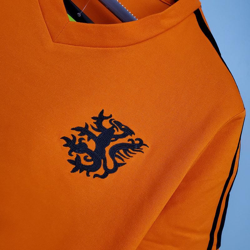 Camiseta Selección Holanda Retro 1974 - Naranja