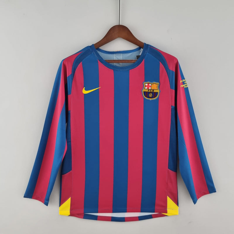 Camiseta Barcelona 05/06 Retro Manga Larga - Rojo/Azul