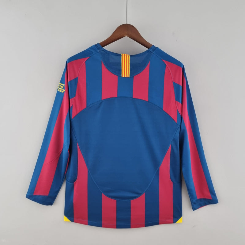 Camiseta Barcelona 05/06 Retro Manga Larga - Rojo/Azul