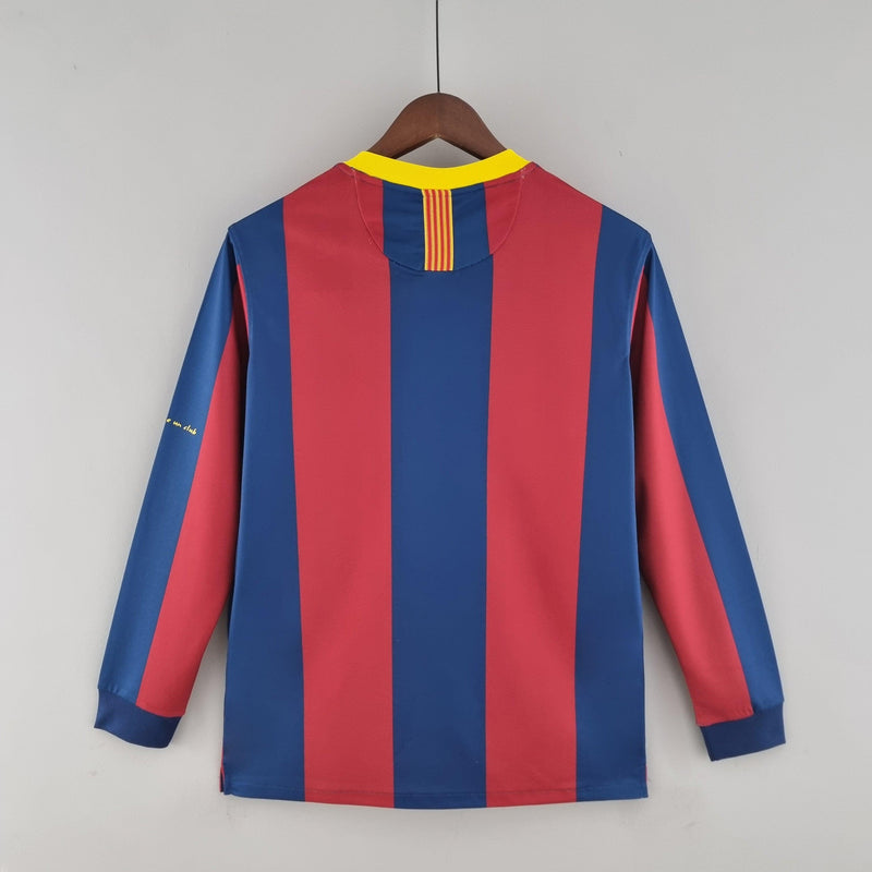 Camiseta Barcelona 10/11 Retro Manga Larga - Rojo/Azul