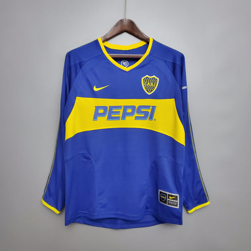 Camiseta Boca Juniors Retro 2003/04 Manga Larga - Azul/Amarillo