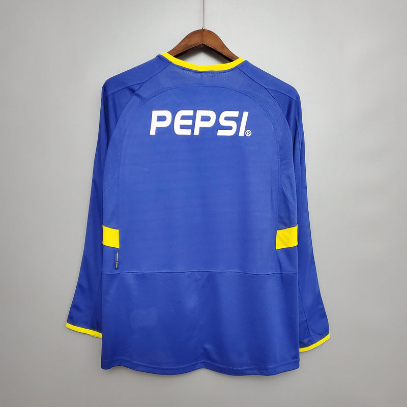 Camiseta Boca Juniors Retro 2003/04 Manga Larga - Azul/Amarillo