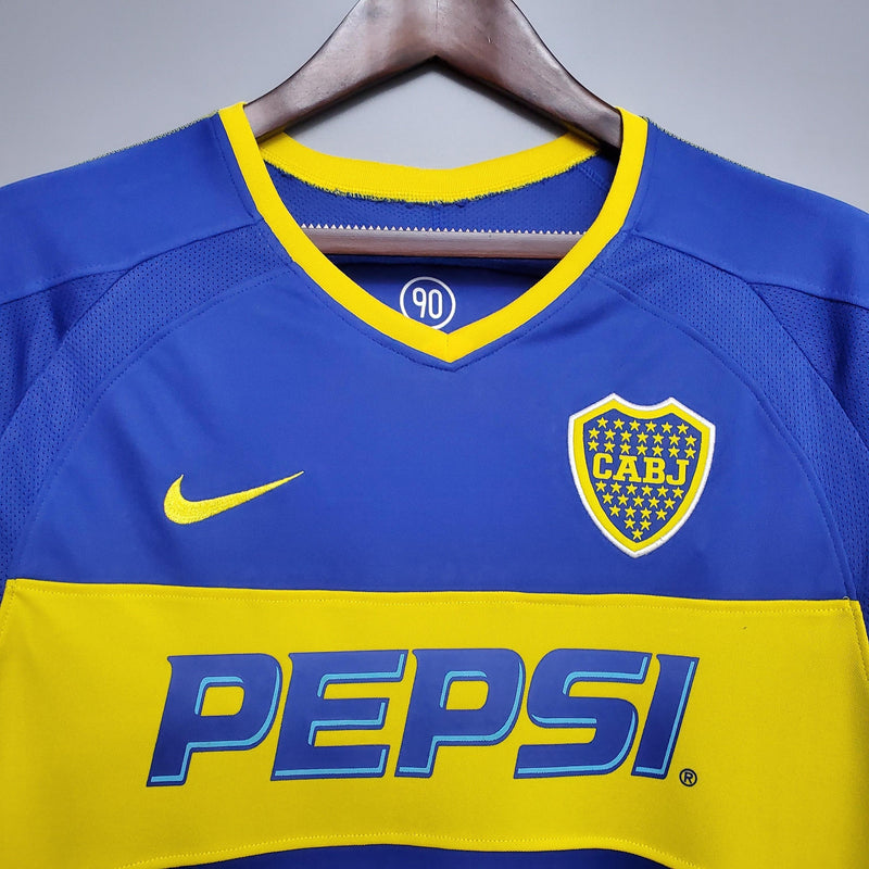 Camiseta Boca Juniors Retro 2003/04 Manga Larga - Azul/Amarillo