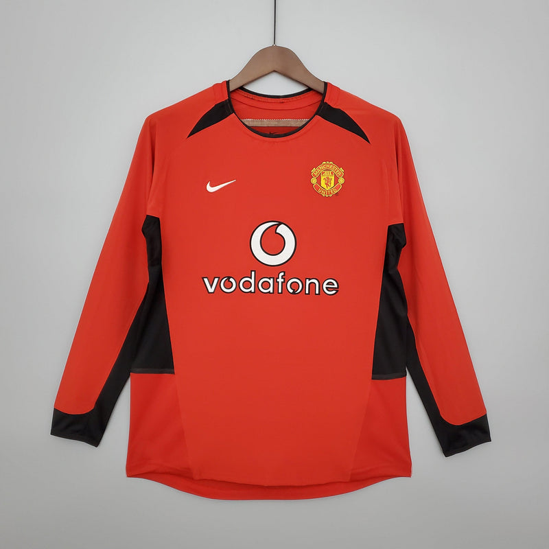 Camiseta Manchester United Retro 2002/04 Manga Larga - Rojo