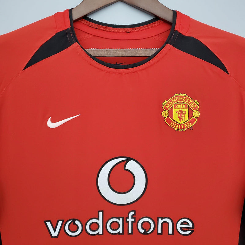 Camiseta Manchester United Retro 2002/04 Manga Larga - Rojo