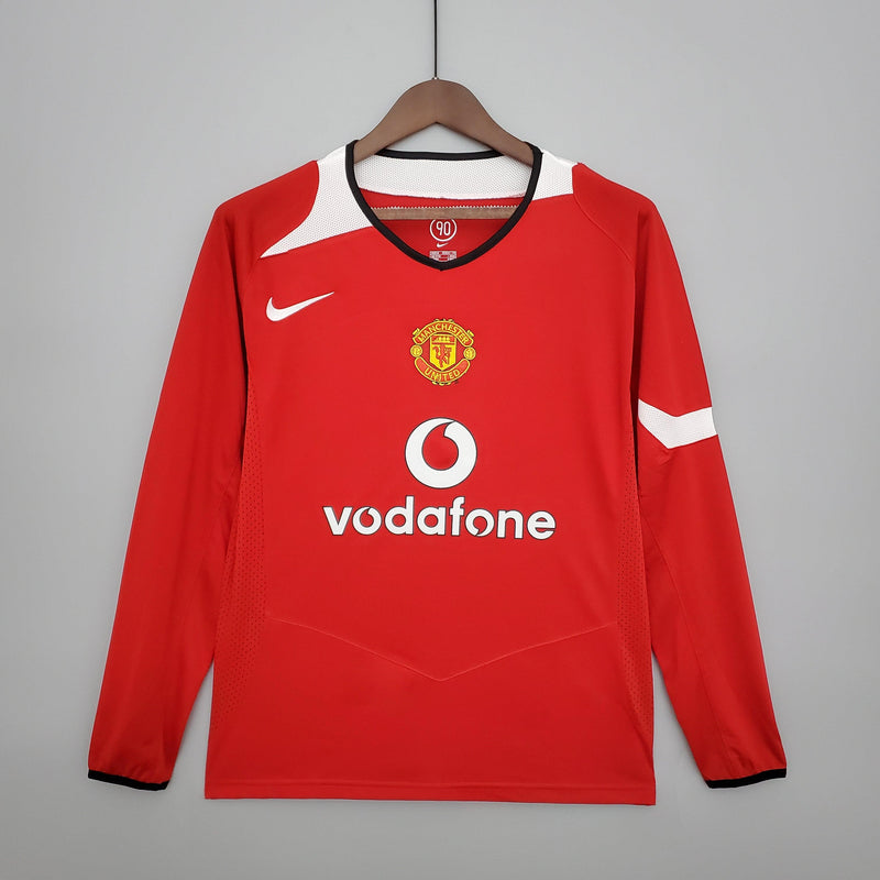 Camiseta Manchester United Retro 2004/06 Manga Larga - Rojo