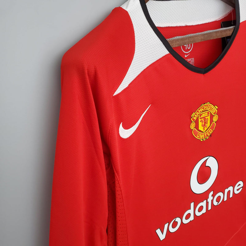 Camiseta Manchester United Retro 2004/06 Manga Larga - Rojo