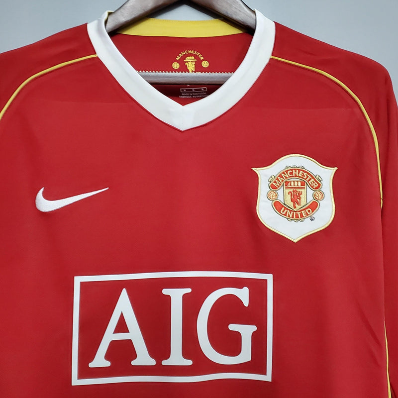 Camiseta Manchester United Retro 2006/07 Manga Larga - Rojo