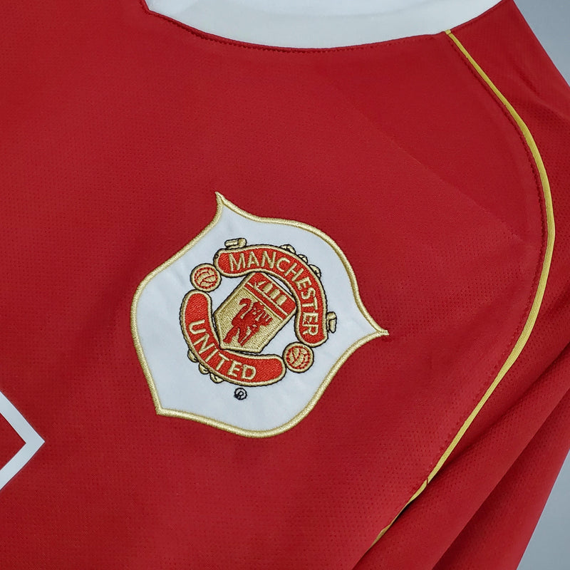 Camiseta Manchester United Retro 2006/07 Manga Larga - Rojo