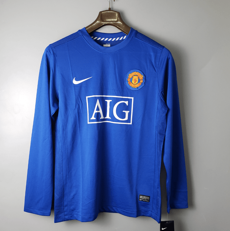 Camiseta Manchester United Retro 2007/08 Manga Larga - Azul