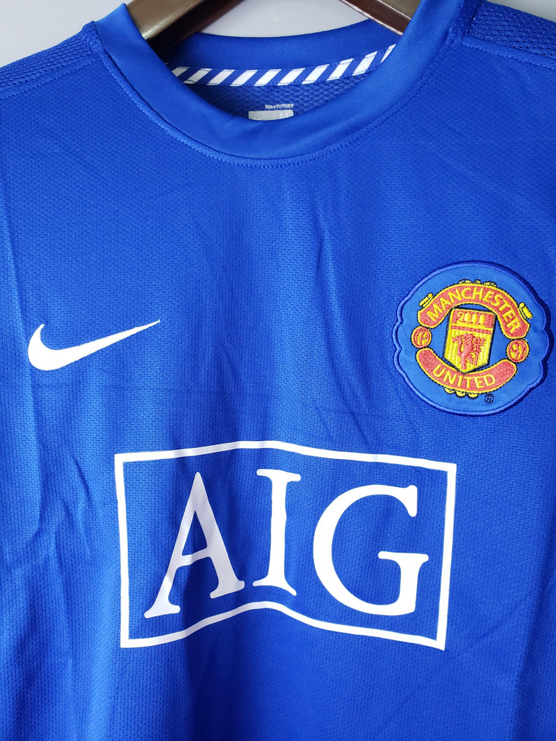 Camiseta Manchester United Retro 2007/08 Manga Larga - Azul