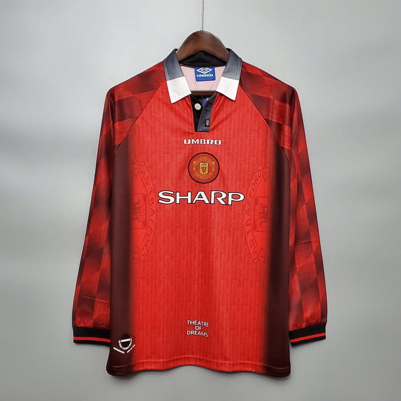 Camiseta Manchester United Retro 1996 Manga Larga  - Rojo