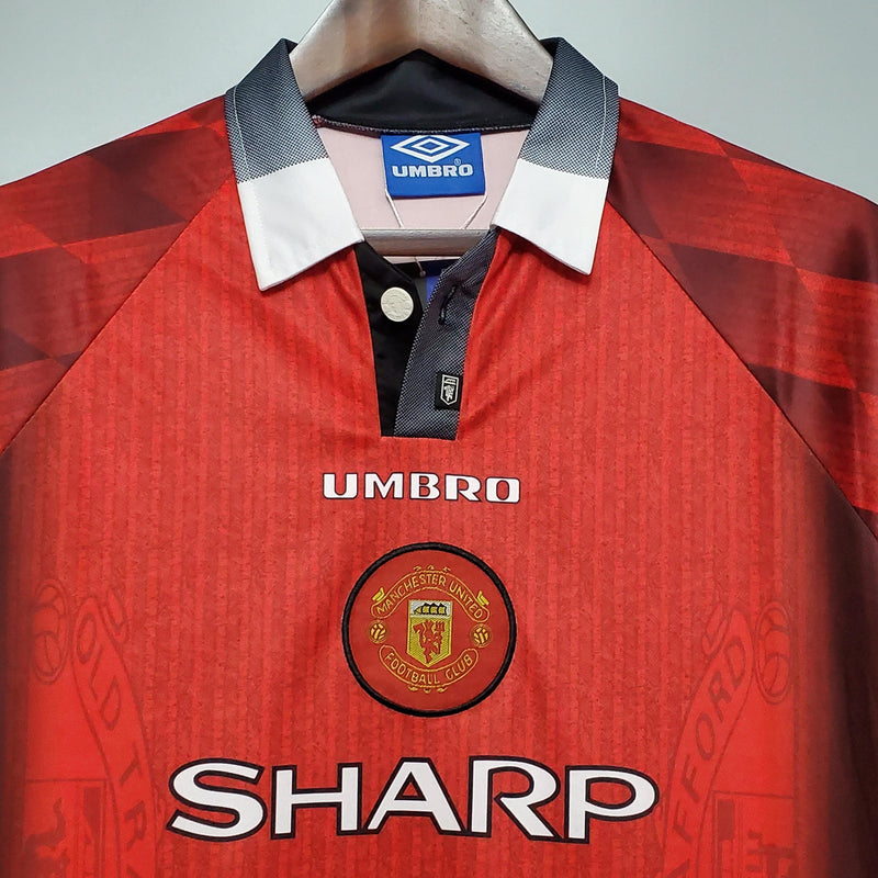 Camiseta Manchester United Retro 1996 Manga Larga  - Rojo