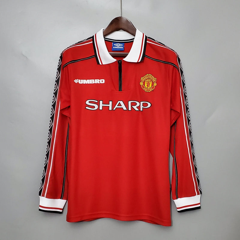 Camiseta Manchester United Retro 1998/99  Manga Larga - Rojo