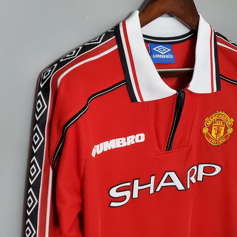 Camiseta Manchester United Retro 1998/99  Manga Larga - Rojo