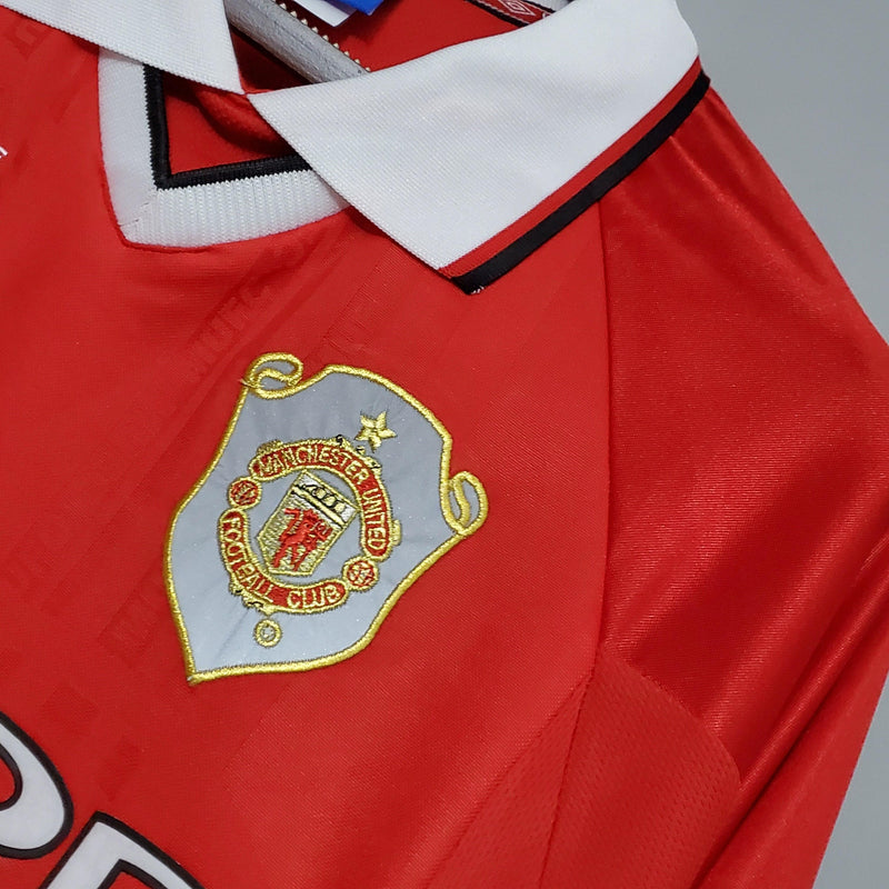 Camiseta Manchester United Retro 1999 Manga Larga- Rojo