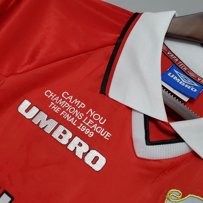 Camiseta Manchester United Retro 1999 Manga Larga- Rojo