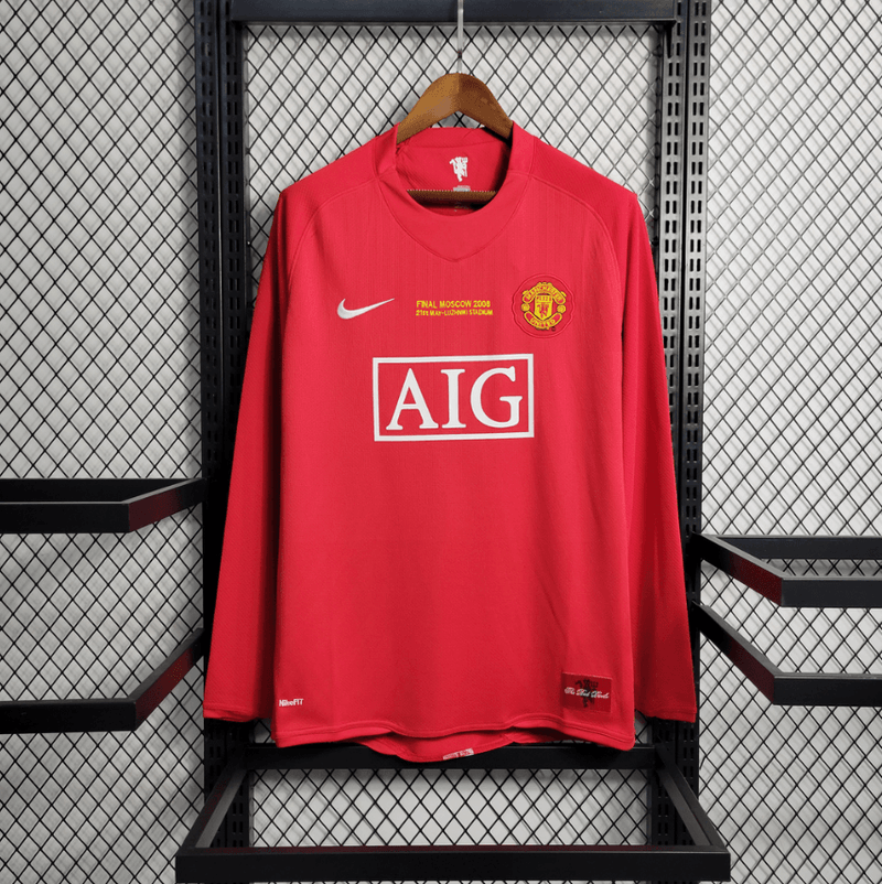 Camiseta Manga Larga Manchester United Retro 2007/08 - Rojo