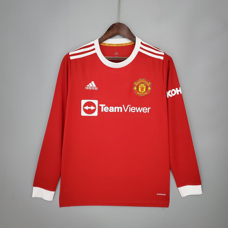 Camisa Manga Larga Manchester United 21/22 Adidas - Rojo