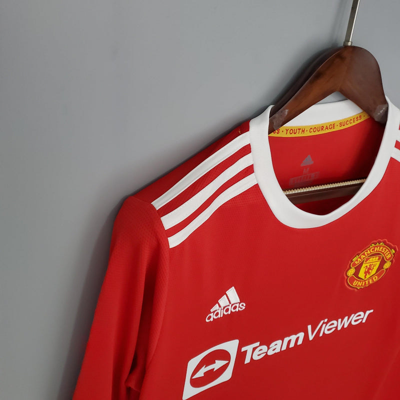 Camisa Manga Larga Manchester United 21/22 Adidas - Rojo