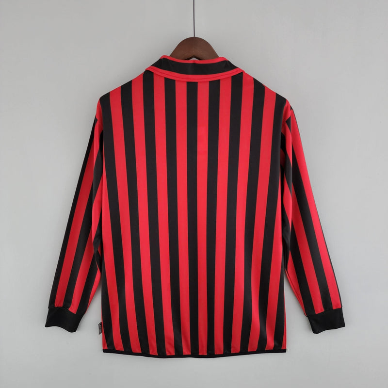 Camiseta AC Milan Retro 1999/2000 Manga Larga- Negro/Rojo