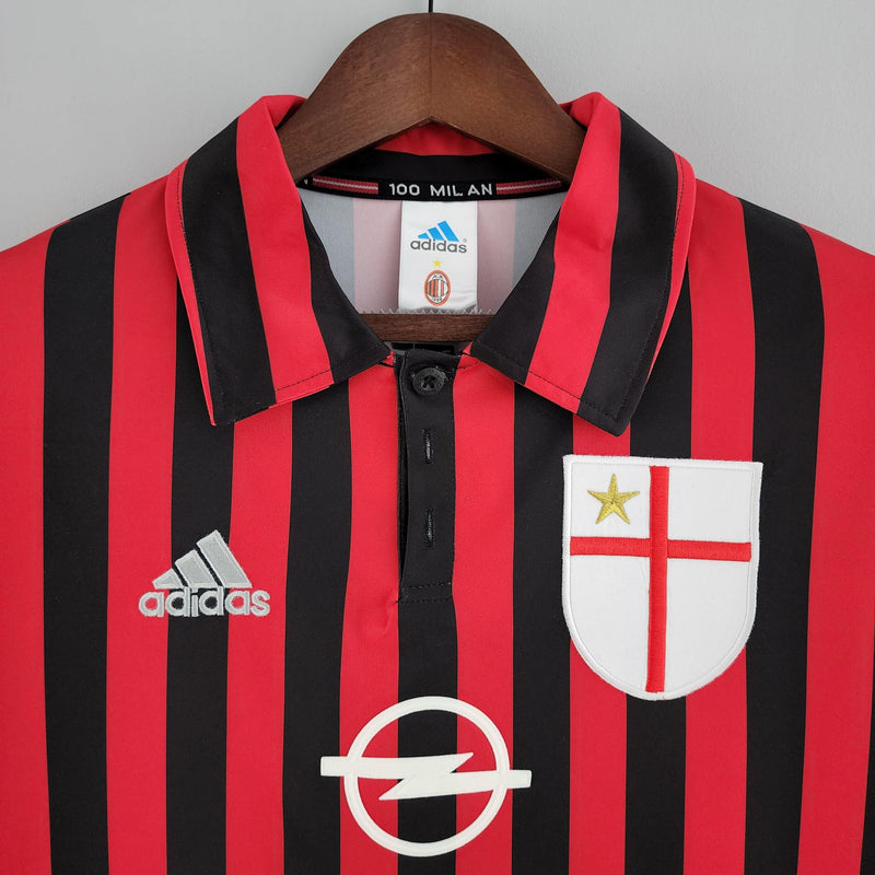 Camiseta AC Milan Retro 1999/2000 Manga Larga- Negro/Rojo