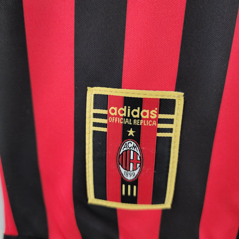 Camiseta AC Milan Retro 1999/2000 Manga Larga- Negro/Rojo