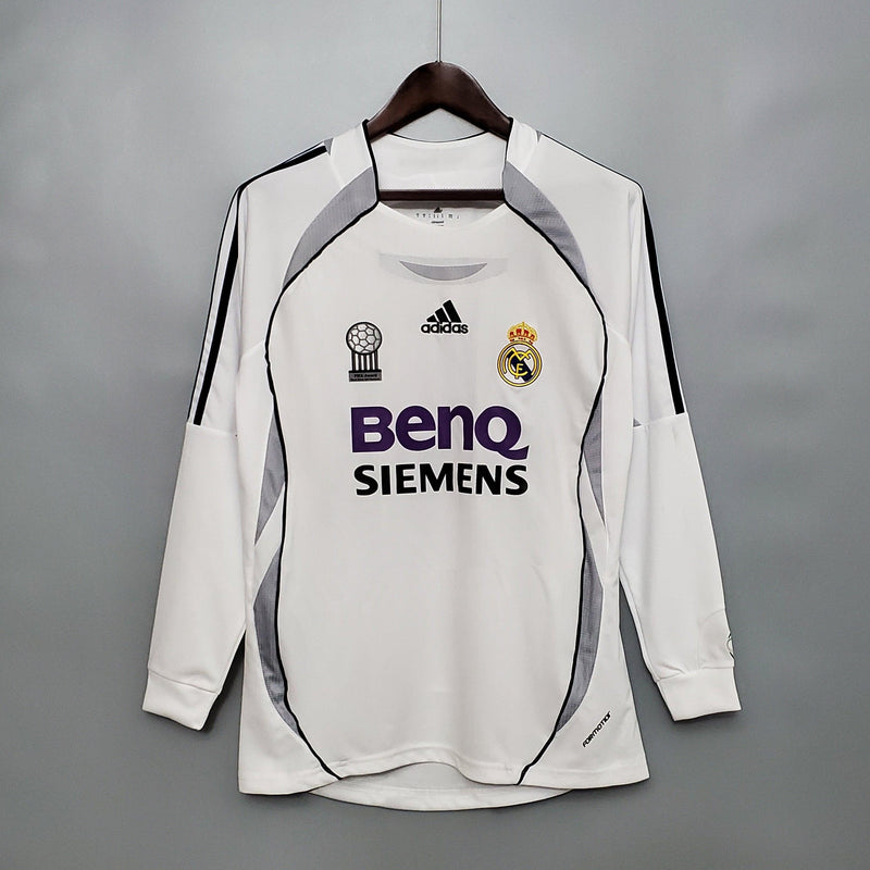 Camiseta Real Madrid 2006/07 Retro Manga Larga - Blanco