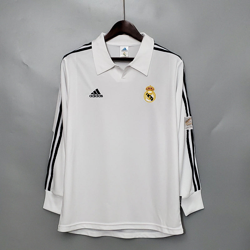 Camiseta Real Madrid 2002 Retro Manga Larga - Blanco