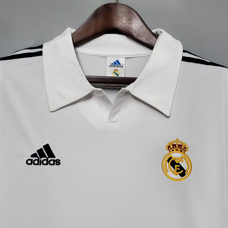 Camiseta Real Madrid 2002 Retro Manga Larga - Blanco