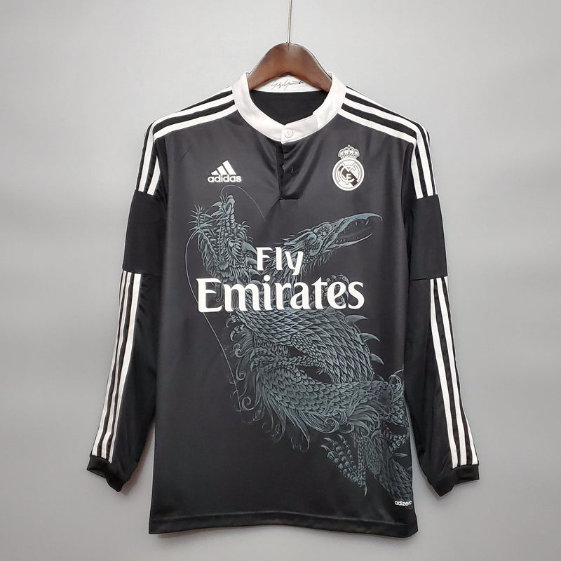 Camiseta Real Madrid Retro 14/15 Manga Larga- Negro