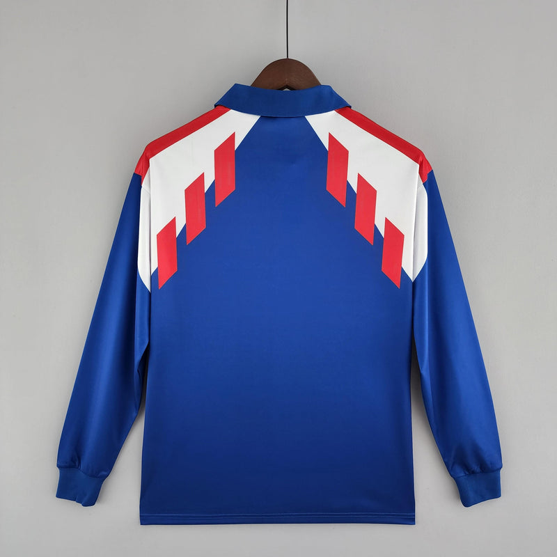 Camiseta Selección Francia Retro 88/90 Manga Larga - Azul