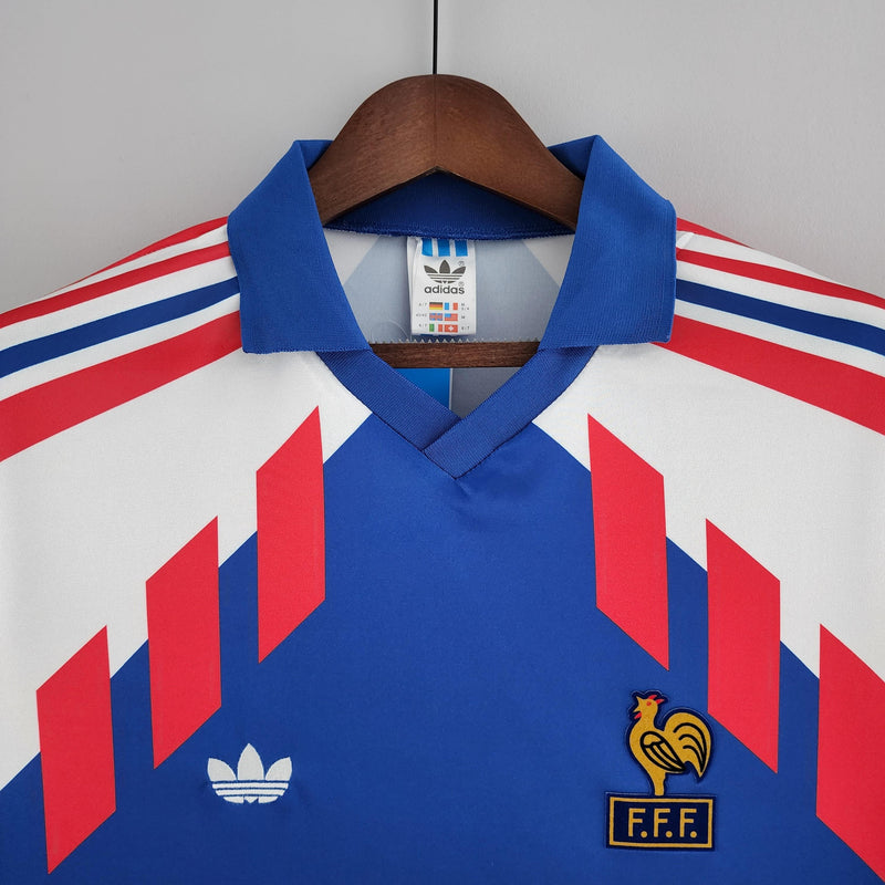 Camiseta Selección Francia Retro 88/90 Manga Larga - Azul