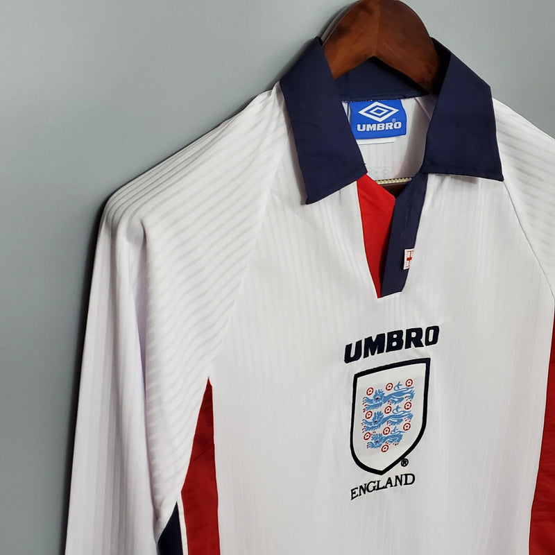 Camiseta Selección Inglaterra Retro 1998 Manga Larga - Blanco